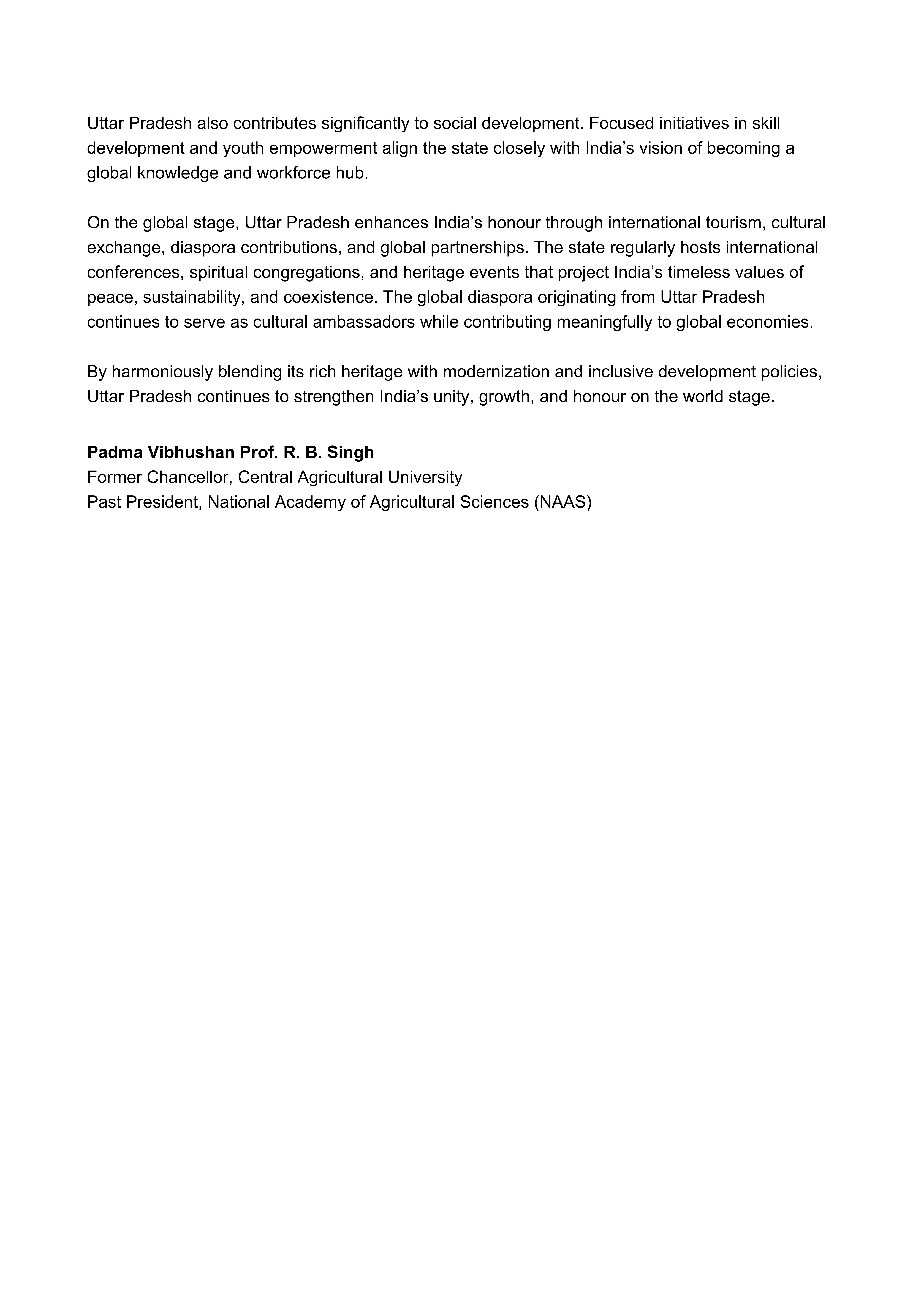 Prof. R.B. Singh - UP Diwas Greetings (Page 2)